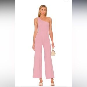 Free People Pink One Shoulder Ribbed Jumpsuit XS